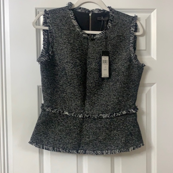 BCBGMaxAzria Tops - NWT BCBG MaxAzria women’s black & white tweed sleeveless top size M.